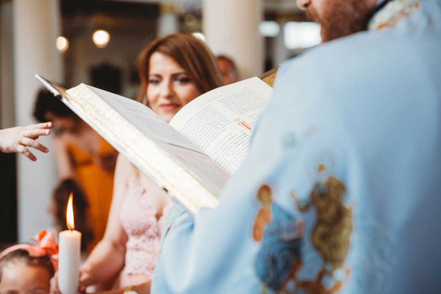 Close up of an open book of blessings.