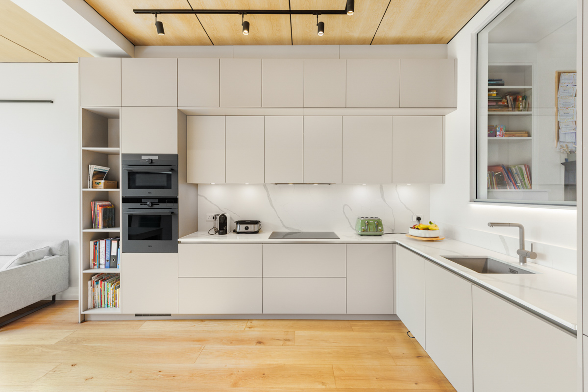 a modern new built kitchen in Kensington